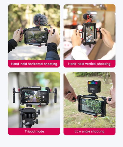 Ulanzi Lino Cage for iPhone 16 15 14 13 X XR XS Max Mini/Pro/Pro Max Smartphone Handle Grip Phone Smartphone Vlog Video