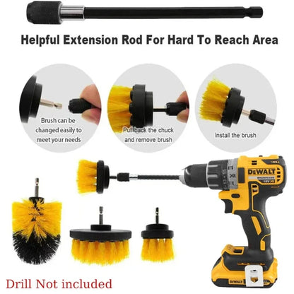 3Pcs/Set Electric Scrubber Brush Drill Brush Kit Plastic Round Cleaning Brush For Carpet Glass Car Tires Nylon Brushes