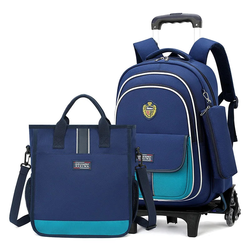 School Bag Kids Rolling Backpack for Boy Girls Wheeled Backpacks With Wheels Trolley Bookbag Carry on Luggage with Shoulder Bags