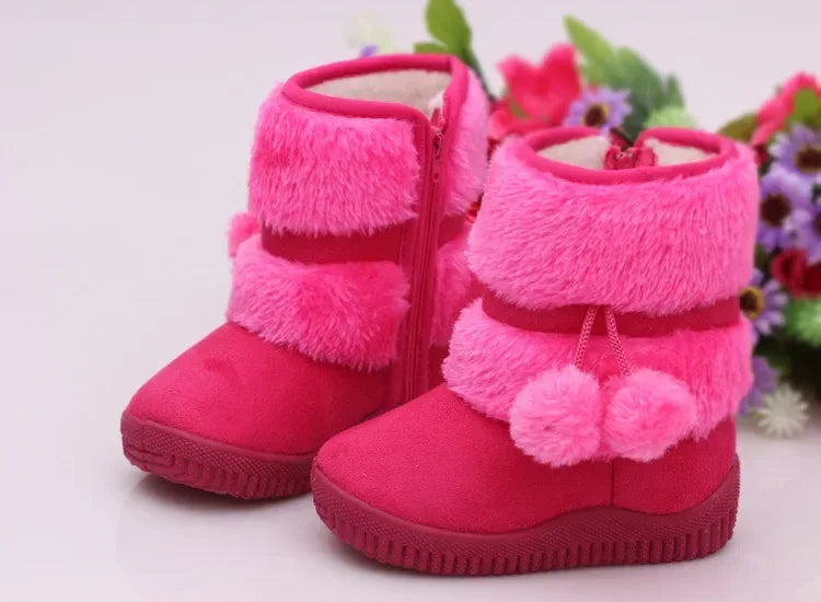 Girls Snow Boots 2019 Winter Comfortable Thick Warm Kids Boots Lobbing Ball Thick Children Autumn Cute Boys Boots Princess Shoes