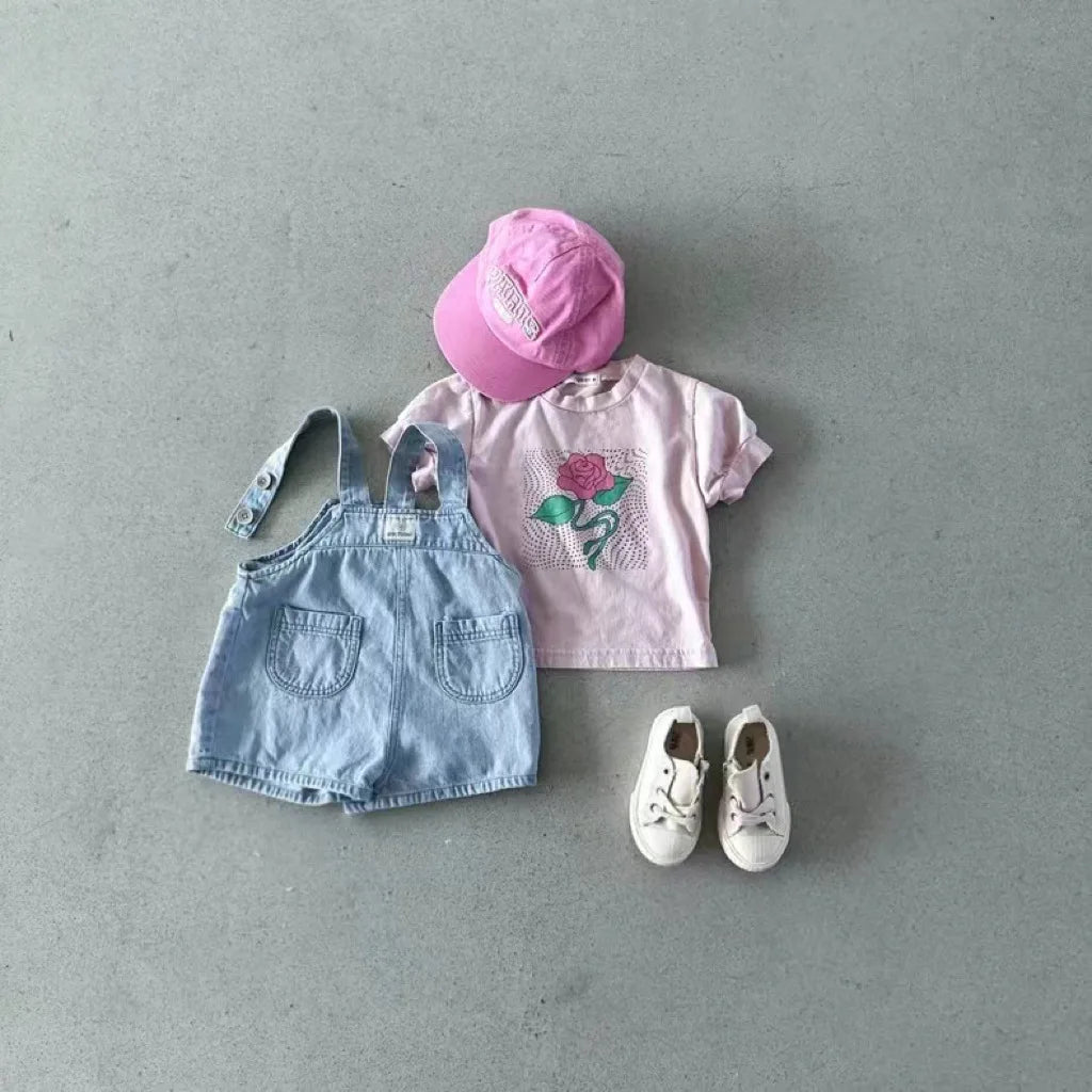 2025 Summer New Baby Denim Strap Shorts Infant Jumpsuit Toddler Boy Girl Fashion Casual Overalls Baby Loose Versatile Clothes
