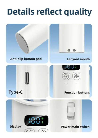 Xiaomi 5200mah Handheld Fan Electric Hand Fans Ice Compress High-speed Cooling USB Rechargeable Portable LED Digital Display