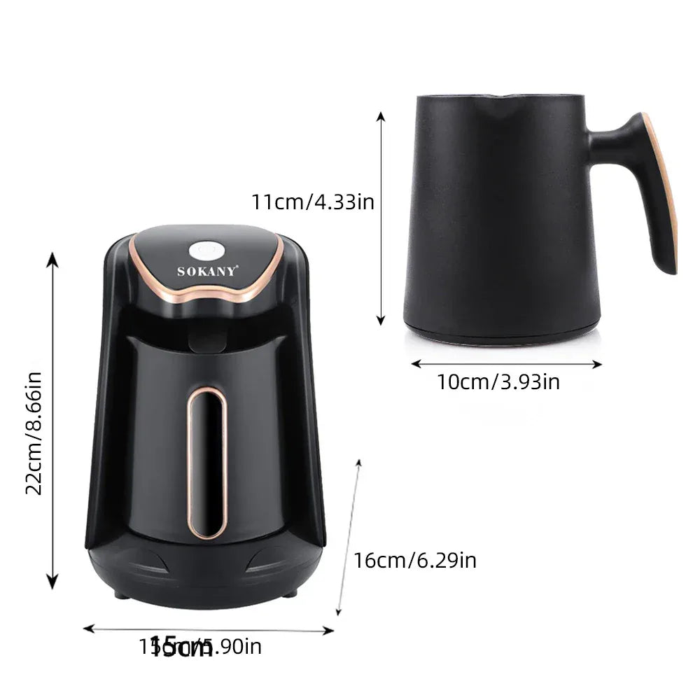 SOKANY Electric Turkish Coffee Maker Machine with 250ml/1 Cup Coffee Pot Single Serve Espresso Maker 600W Heating Coffee