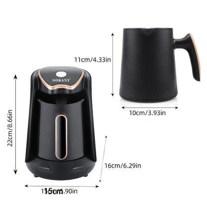 SOKANY Electric Turkish Coffee Maker Machine with 250ml/1 Cup Coffee Pot Single Serve Espresso Maker 600W Heating Coffee