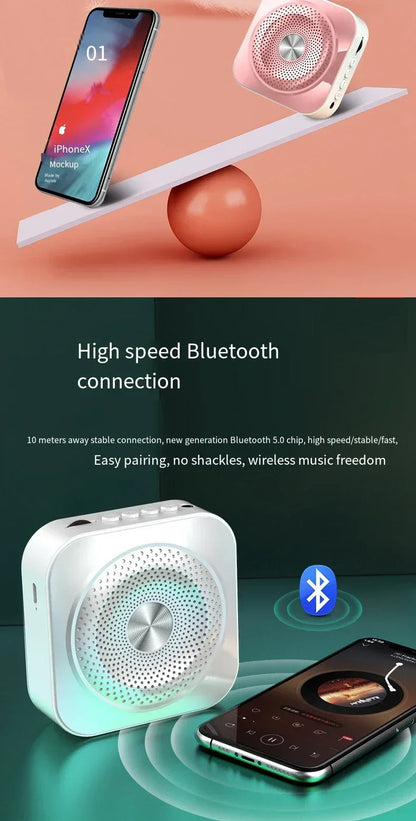 Mini Bee Megaphone Portable Charge Bluetooth4.0 Compatible Megaphone With Lavalier Microphone Waist Hanging Voice Amplifier TF