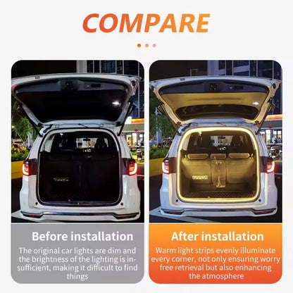 LED Trunk Lighting Lights Dynamic Flowing Flexible Light Strip On/Off Scanning Atmosphere Lamp Waterproof for Car Accessories