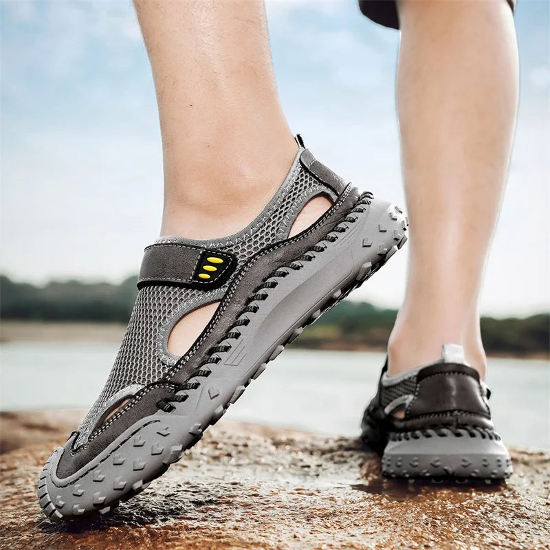 Summer Men Sandals Genuine Leather Mens Casual Shoes Outdoor Men Leather Sandals for Men Beach Shoes Roman mens Shoes