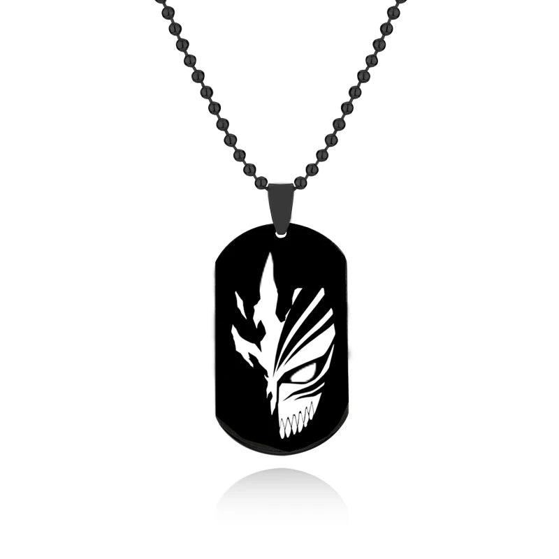 Anime Bleach Ulquiorra Cifer Mask Keychain Fashion Kurosaki Ichigo Broken Masks Pendant Metal Choker Necklace Fans Cosplay Gifts