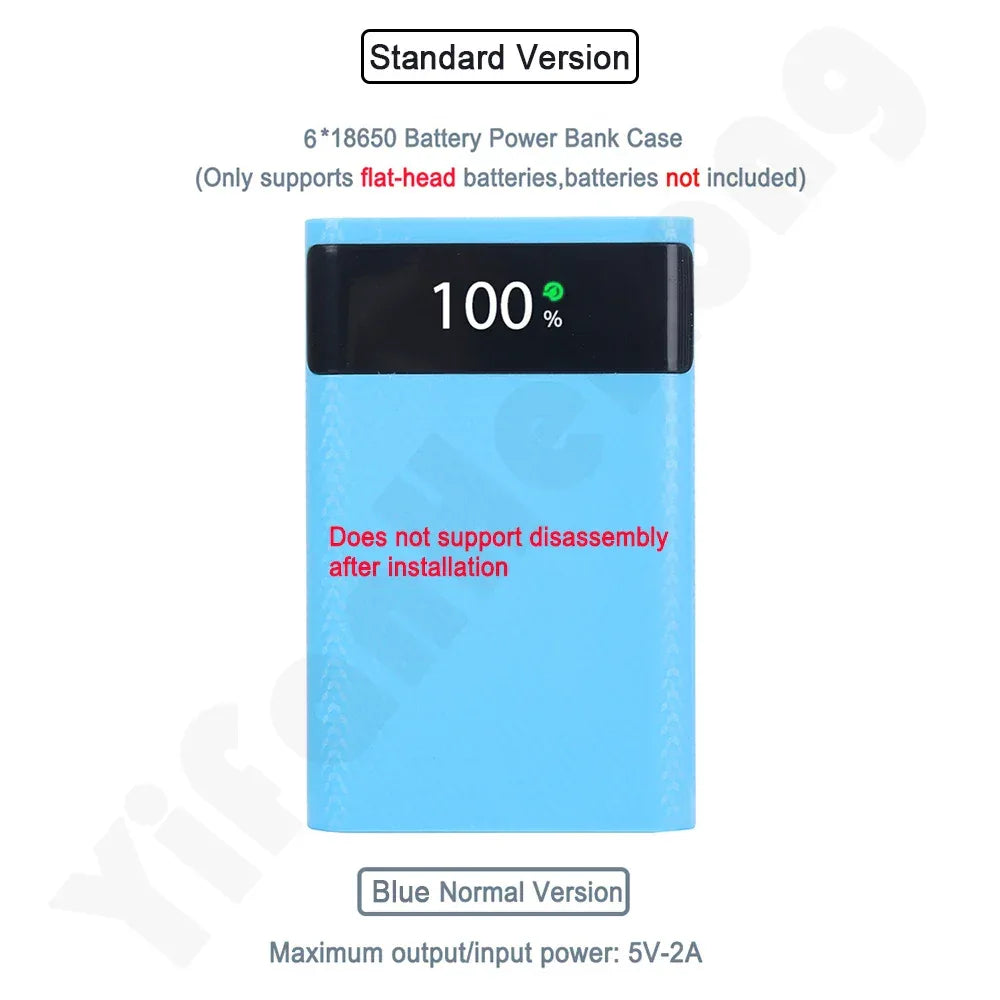 18650 Battery Power Bank Box 22.5W Fast Charging LCD Display 20000Mah Power Board For 6X18650 Battery Powerbank Case