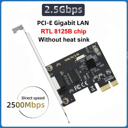 2.5G PICE To RJ45 Network Card RTL8125B chip 2500Mbps RJ45 PCI Express Converter Lan Ethernet Gigabit Adapter For Win7/8/10/11