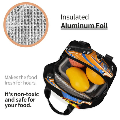 Custom Hot Wheels For Fans Thermal Insulated Lunch Bag Cartoon Sport Car Portable Lunch Container Travel Multifunction Food Box