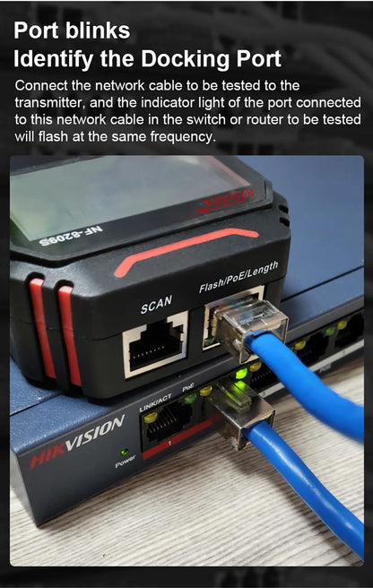 NOYAFA NF-8209S Network Cable Tester Cable Tracker Cat5 Cat6 PoE Tester Detect Length Continuity Test with NCV & Lamp