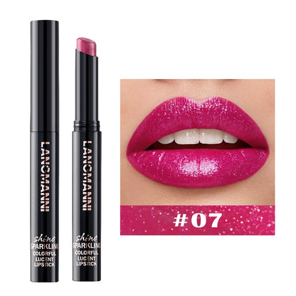 Diamond Pearlescent Lipstick Waterproof Long Lasting Non-stick Cup Matte Velvet Shiny Lipsticks Red Sexy Lips Makeup Cosmetics