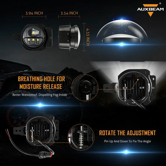 1 Pair LED Fog Lights for Jeep Wrangler JL 2018-2023 Driving Passing Lights Headlight 12V 6000K IP67 Waterproof by PDG ibma