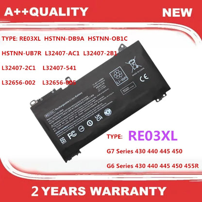 RE03XL Laptop Battery For Hp ProBook 430 440 445 450 G6 G7 Series ZHAN 66 Pro 13 14 15 G2  14 G3 Series