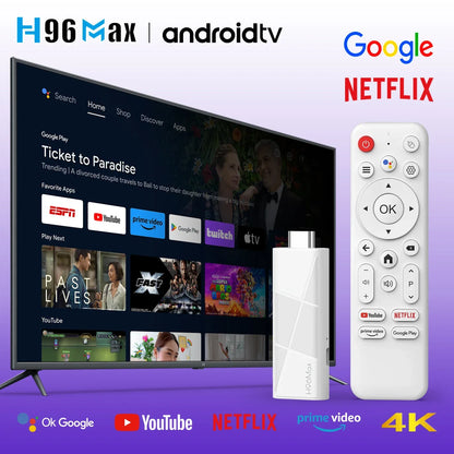 Android 14 ATV Smart TV Stick Support 4K Video 4K@60fps BT5.0 WiFi6 Rockchip RK3518 Quad Core Google Voice Remote Smart TV Box