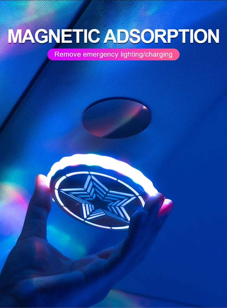 Car reading lights, LED interior sound controlled ambient lights, car trunk lighting, wireless wiring free decorative lights