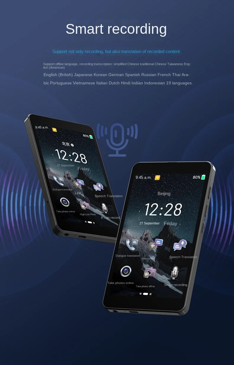 Portable T22 Smart Translator 142 In Real-time Online Languages Translation ChatGPT Voice Photo Intelligent Translate Device