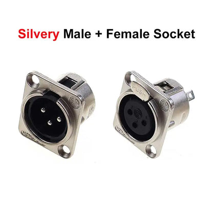 JCD XLR 3pin Male Female Panel Audio Microphone Mixer Plug Jack Connector YS145 YS146 Male Female 3 Core XLR Metal Socket