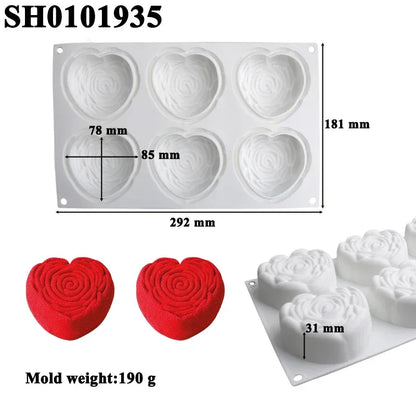 French Mousse Cake Molds Valentine's Day Pastry Baking Tools Rose Bud Design Silicone Cake Moulds Food Grade Kitchen Bakeware