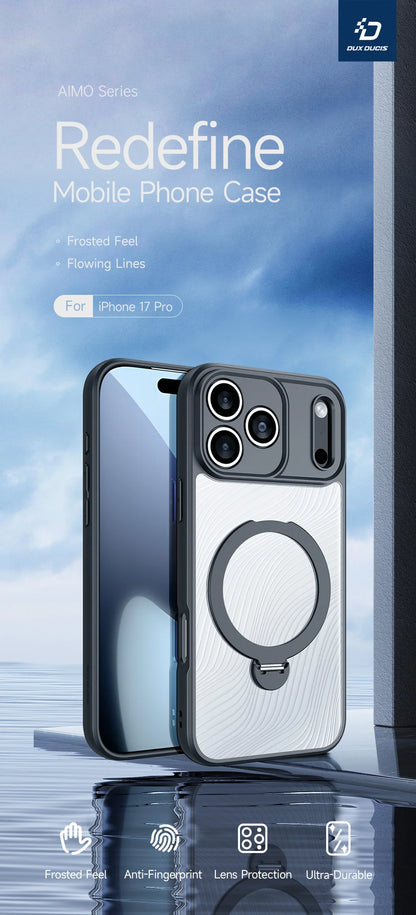 DUX DUCIS Magnetic Phone Case for iPhone 17 Pro Max & iPhone 17 Air Back Stand Cover with Transparent Flowing Lines Design