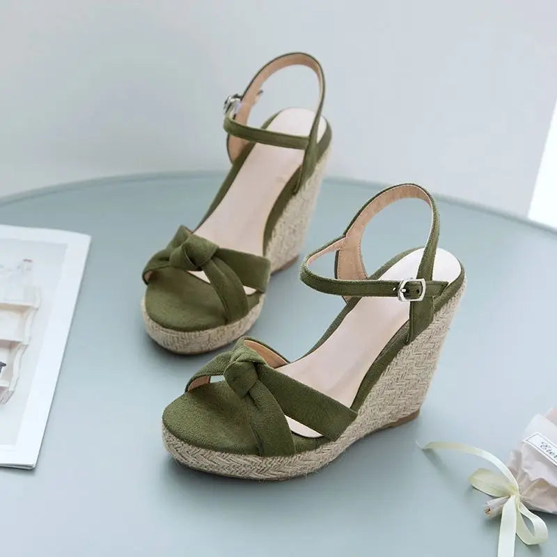 REAVE CAT Brand Women Sandals Open Toe Flock Suede Wedges 11cm Platform Buckle Strap Big Size 44 45 46 Soft Leisure Daily Shoes