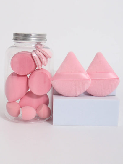 12Pcs Makeup Sponge Set with Storage Jar Latex-Free, Makeup Sponge Finger Puff, Dual-Use Wet & Dry Foundation Cosmetic Puffs