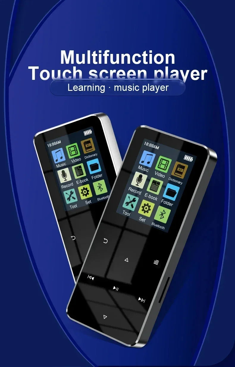 2.0 Inch Metal Touch MP3 MP4 Music Player Bluetooth 5.0 Supports Card, with FM Alarm Clock Pedometer e-Book Built-in Speaker