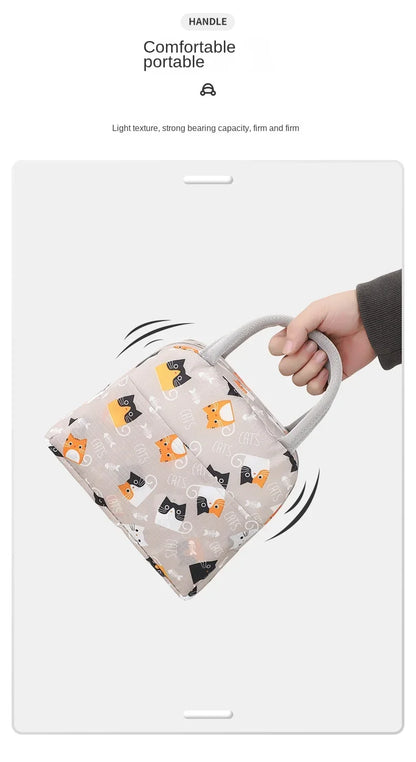 1PC Cartoon Lunch Bag Insulated Thermal Heat Lunch Box Bag Portable Cute Picnic Tote Children's School Bento Bags Large Capacity