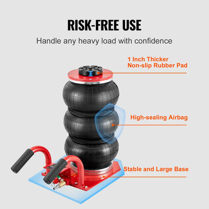 Air Jack 3 Ton/6600 lbs Triple Bag Air Jack, Airbag Jack with Six Steel Pipes Fast Lifting Pneumatic Jack for Car, Garage Repair
