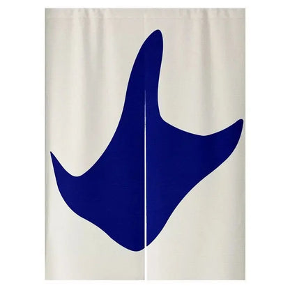 Klein blue Nordic Flower Door Curtain For living Room Bedroom Blackout Curtain Linen Fabric for Home Decoration Half Curtain