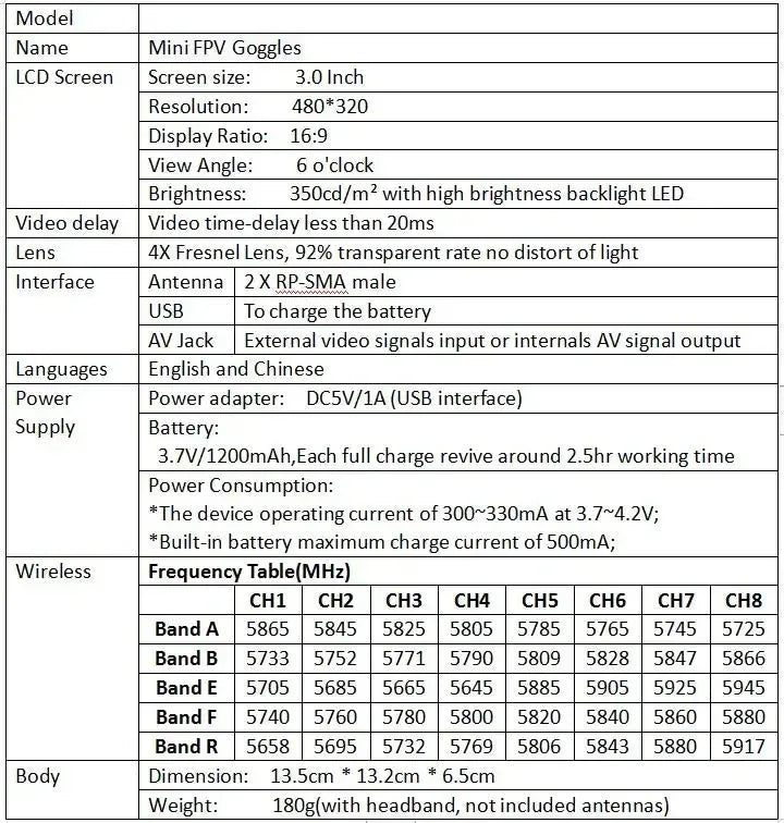 5.8G 40CH Dual Antennas FPV Goggles Monitor Video Glasses Headset HD W/ 5.8G 25mW transmitter fpv camera + Osd for Racing Drone