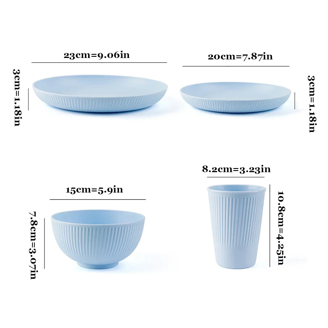 Colourful Wheat Straw Cutlery Set 4Pcs Bowl Cup Dish Set Portable Tableware Set Dinnerware Kits for Picnic Camping