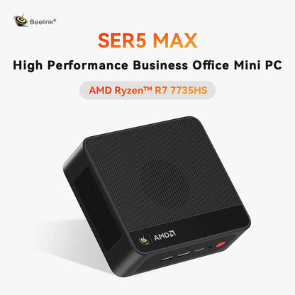 Beelink Mini PC SER5 Max AMD R7 6800U 7735HS R5 5500U R3 3200U 16G 500G NVME Windows Type-C Triple Screen Gamer Mini Computer