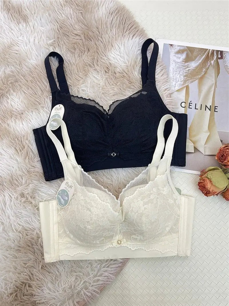 Victoria Style Lace Bra Large Chest Minimizer Ultra Thin Cup Wireless Comfort Push Up Sexy Lingerie Seamless No Underwire MOYISU