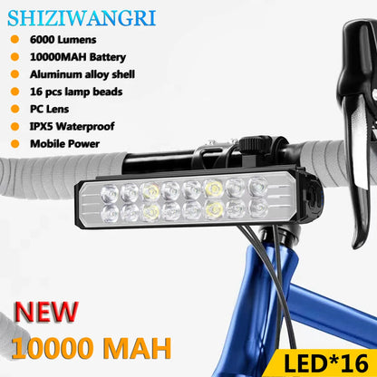 Bicycle Light Front 5200LM LED Light for Bicycle 8000mAh Mountain Cycle Headlight Lamp MTB Bike Light USB Flashlight Super Brigh