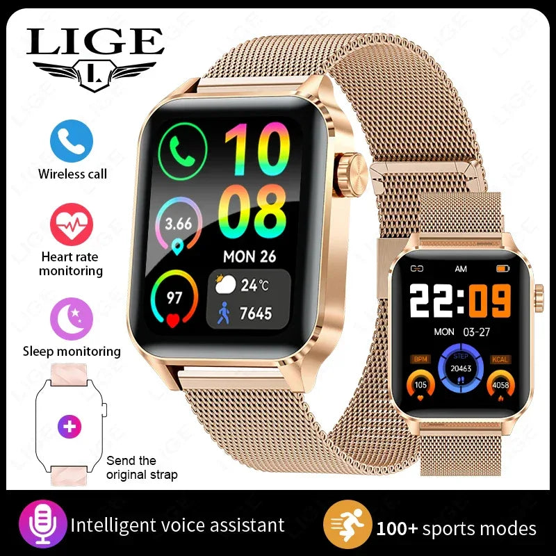 LIGE Smart Watch Sport Fitness Sleep Monitor Fashion Luxury Women's Watch Bluetooth Call Message Clearance Sale Men's Smartwatch