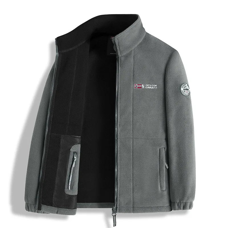 new men's fleece with fleece thickened warm windproof outdoor casual storm jacket fashion men's coat