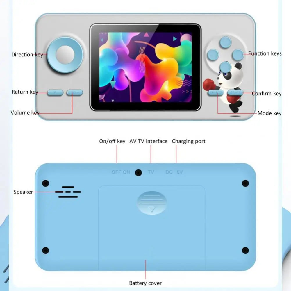 Mini Game Machine  Funny Long Battery Life Macaron Color  Large Screen Retro Video Game Console for Home