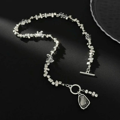 Salircon Irregular Beads Choker Necklace Women Fashion Elegant Black Acrylic Rhinestone Pendant Neck Wedding Party Jewelry Gifts