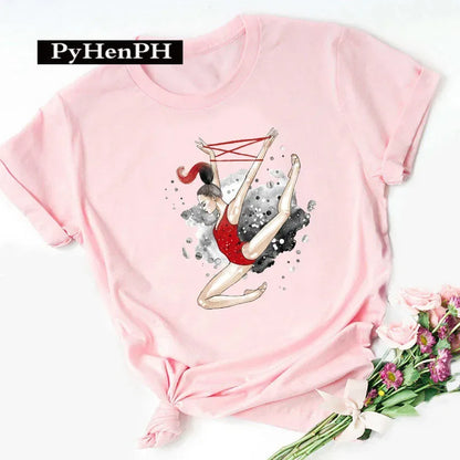 Gymnast Dancer T Shirt  Fashion Gymnast Artistic Gymnastics Printed T-shirt for Women Parent-child Clothing Oversized T Shirt