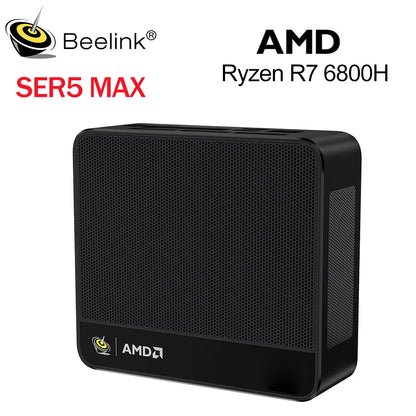 Beelink Mini PC SER5 Max AMD R7 6800U 7735HS R5 5500U R3 3200U 16G 500G NVME Windows Type-C Triple Screen Gamer Mini Computer