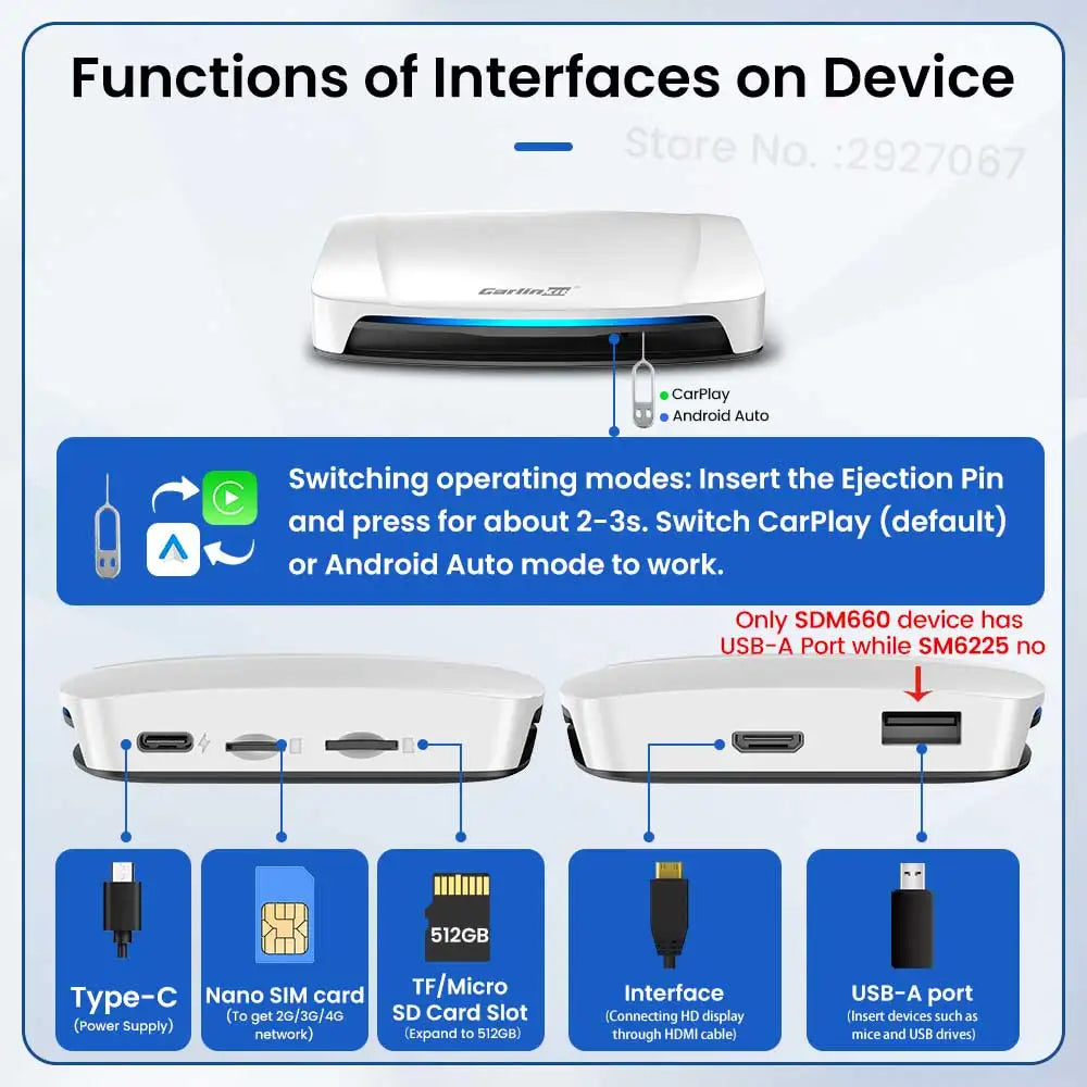 HDMI CarlinKit Android 13 CarPlay Ai Box SDM660 6225 Wireless CarPlay Android Auto Video TV Streaming Box for OEM Car 8G+128G