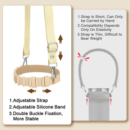 Eary Silicone Portable Water Bottle Carry Strap Handle Adjustable Water Bottle Sling Carrier With Strap Universal Cup Accessory