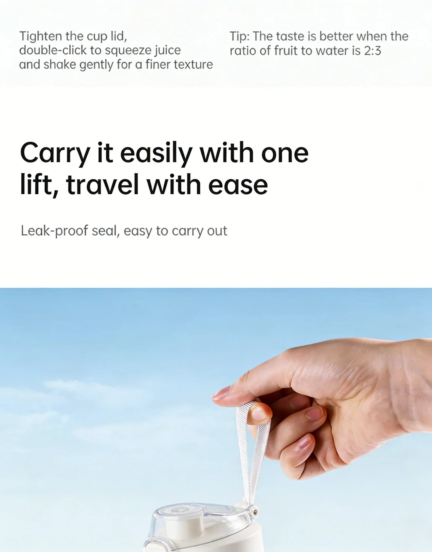 Home Portable Juicer 1400ML, Fresh Fruit Mixer with 48 Blades, USB Rechargeable Multifunctional Ice Crusher Smoothie Blender