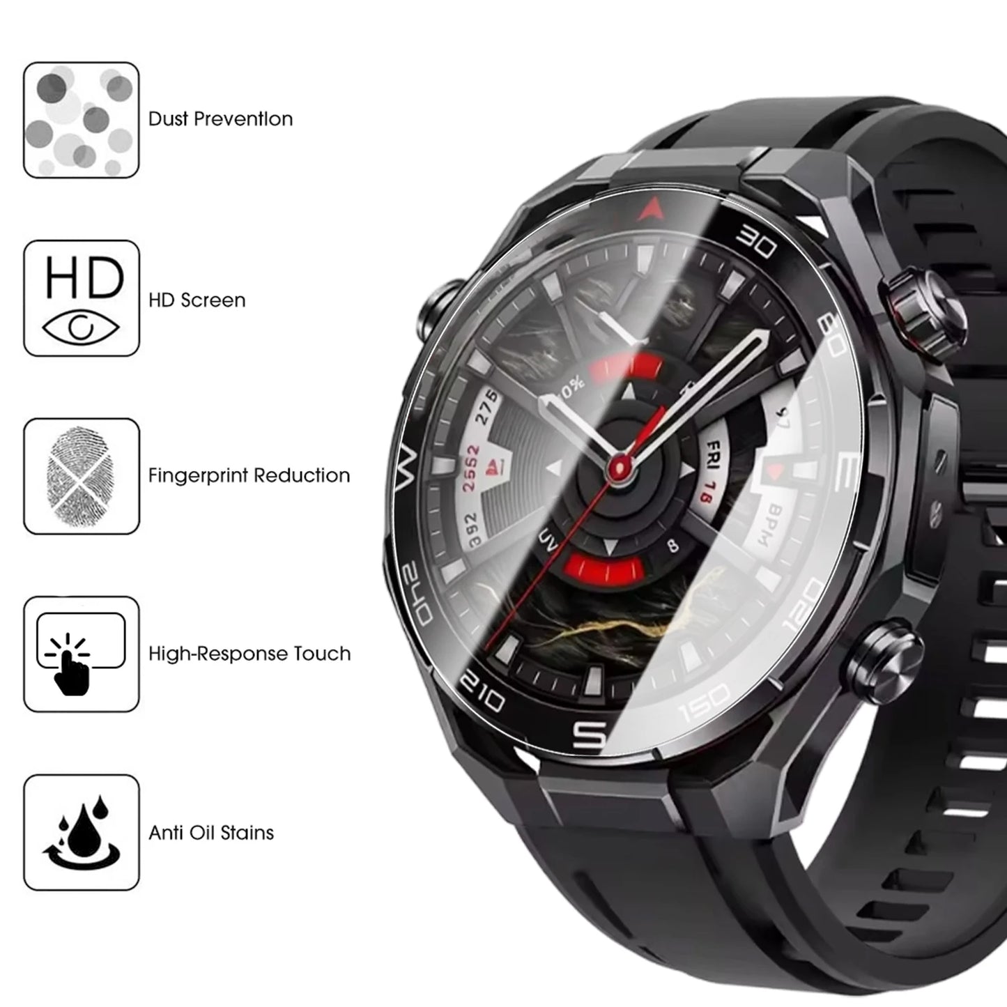 1-3Pcs Easy Installation Tempered Glass for Huawei Watch Ultimate 2 HD Anti-scratch Protective Watch Film for Huawei Ultimate2