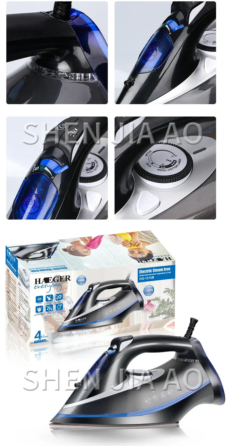 Electric Steam Iron Home Appliance Handheld Cloth Iron for Clothes Ceramic Plate Large Steam 2200W for household