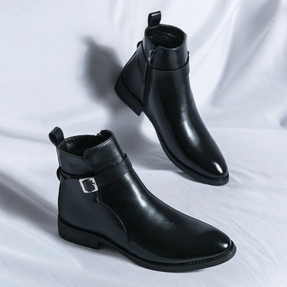 2025 Autumn Designer Business Casual Shoes For Men Trend Classic Leather Shoes Outdoor Chelsea Pointed Tip Brown Plus Size 47
