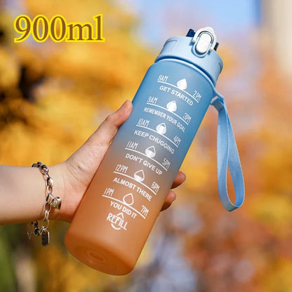 3PCS Sports Water Bottle with Time Marker Leak-proof Cup Motivational Portable Water Bottle for Outdoor Sport Fitness BPA Free