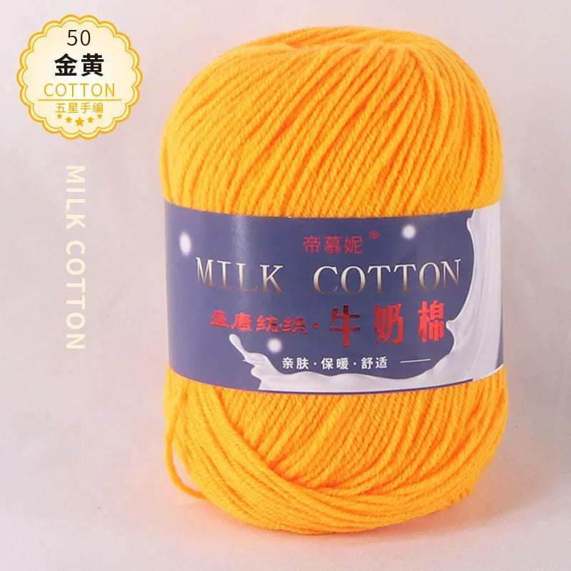 6Pcs Dyed Milk Sweet Soft Cotton Crochet Wool Yarn Thick Yarn Fiber Hand Knitting Wool Crochet Yarn Threads for DIY Sweater